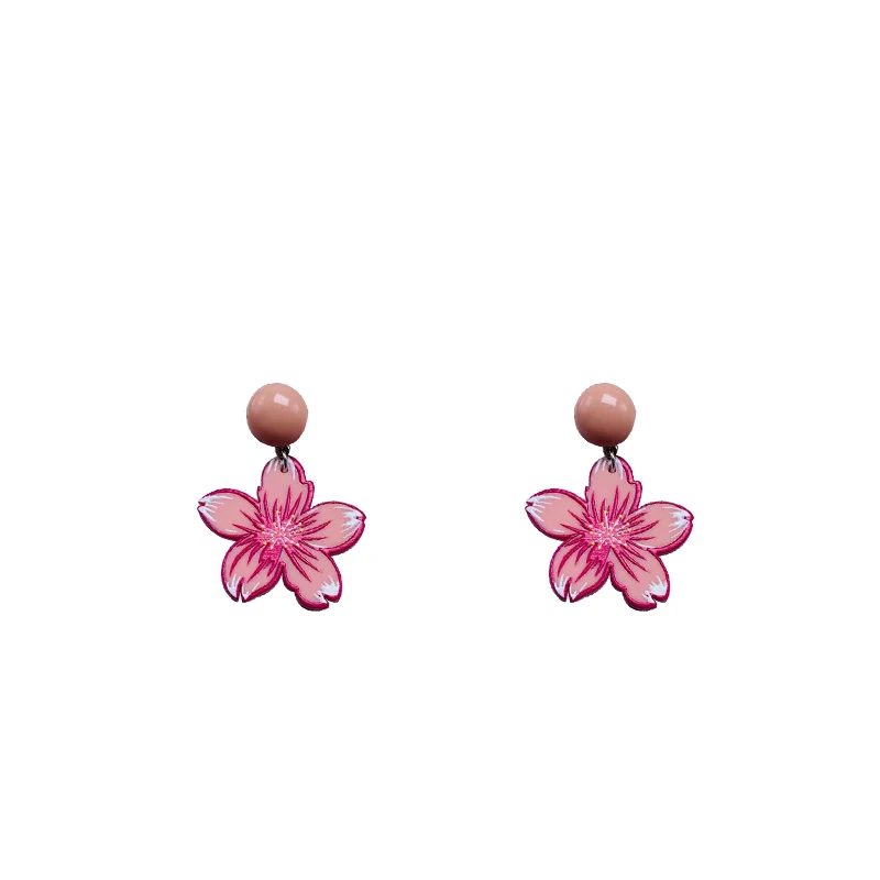 

2021 pink flowers acrylic earring stud earrings women's fashion accessories jewelry Korean party