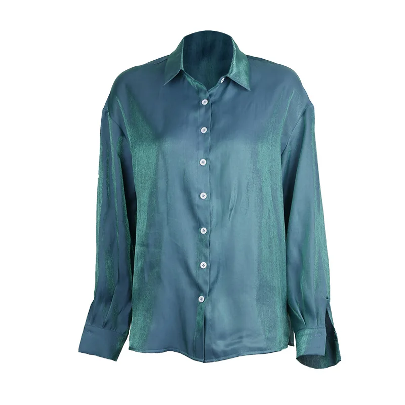 

2020 spring new arrivals design long sleeve shining fabric women blouse