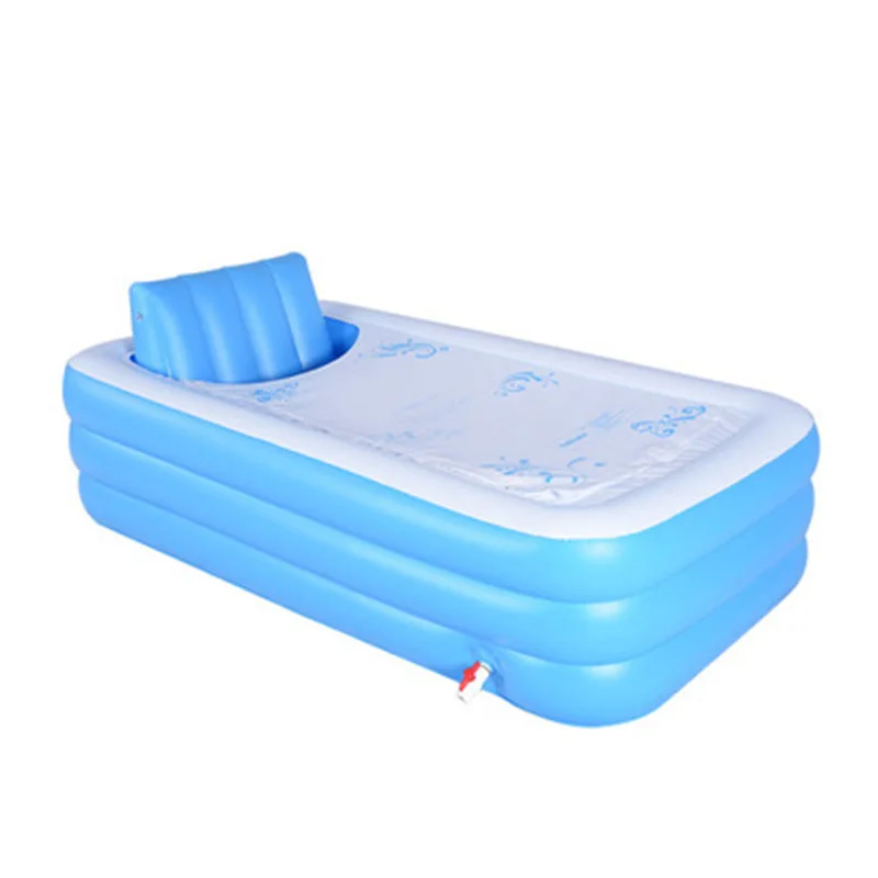 

BBA408 Thick Soaking Thermal Insulation Double Bathtub  Children Bath Tub Household Adult Folding Inflatable Bathtub, Blue