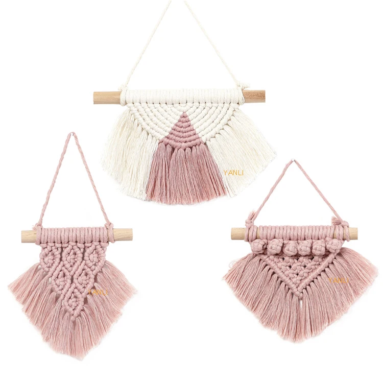 

Macrame Wall Hanging Girl Room Boho Small Tapestry Kids Nursery Decoration Soft Cotton Rope Cute Wall Art for home decor