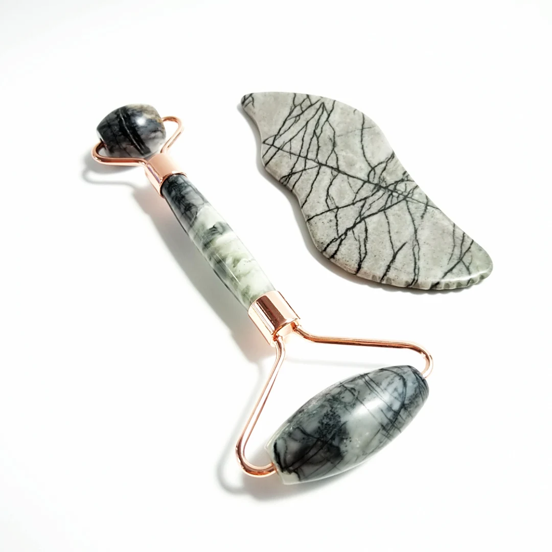 

Natural Picasso jasper Jade Roller for Face - Face Roller Gua Sha Scrapping - Aging Wrinkles,Puffiness Facial Skin Massager