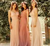 Blush Pink Bridesmaid Dresses Sweetheart A-line V-neck Sleeveless Wedding Party Dress Elegant for Women