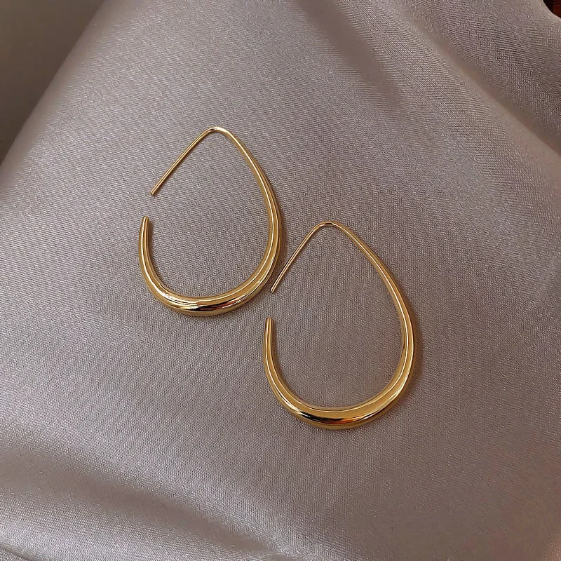 

925 Sterling Silver Needle Minimalist Waterdrop Earrings 18K Gold Plated Geometric Chunky Earrings Jewelry