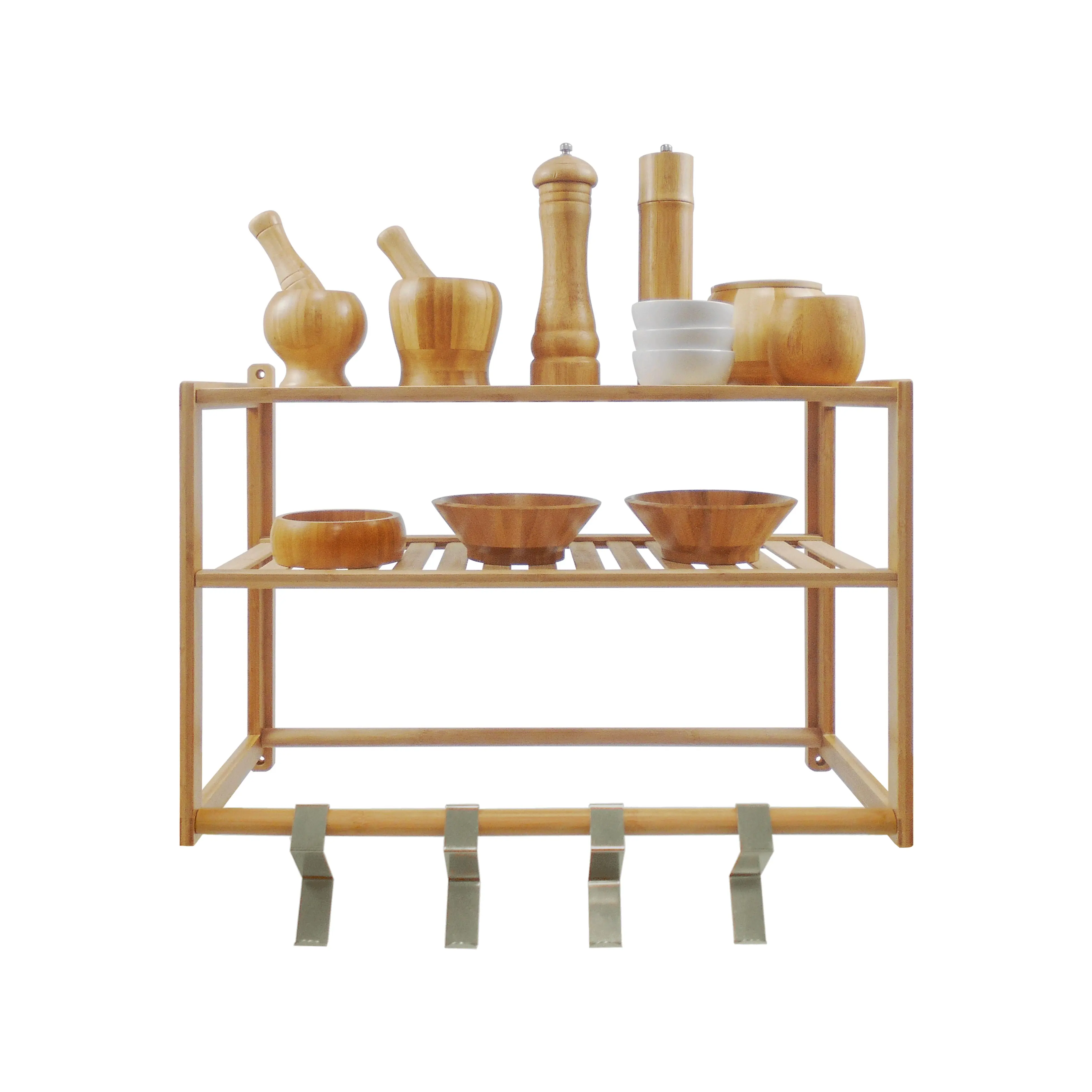 

Multi-functional Bamboo Bathroom Shelf 3 Tier Wall Mount Storage Rack For Living Room Kitchen Toilet Use, Natural bamboo color