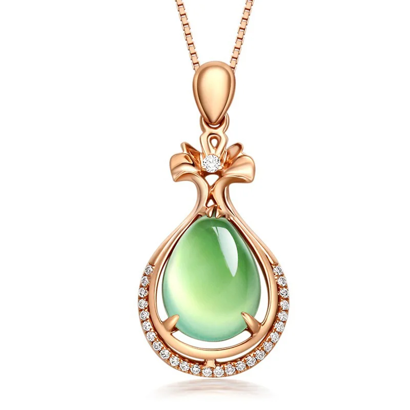 

Fashion Jewelry Necklaces Women 925 Sterling Silver Plated Natural Zircon Pendant 18K Rose Gold Inlaid Diamond Emerald Necklace