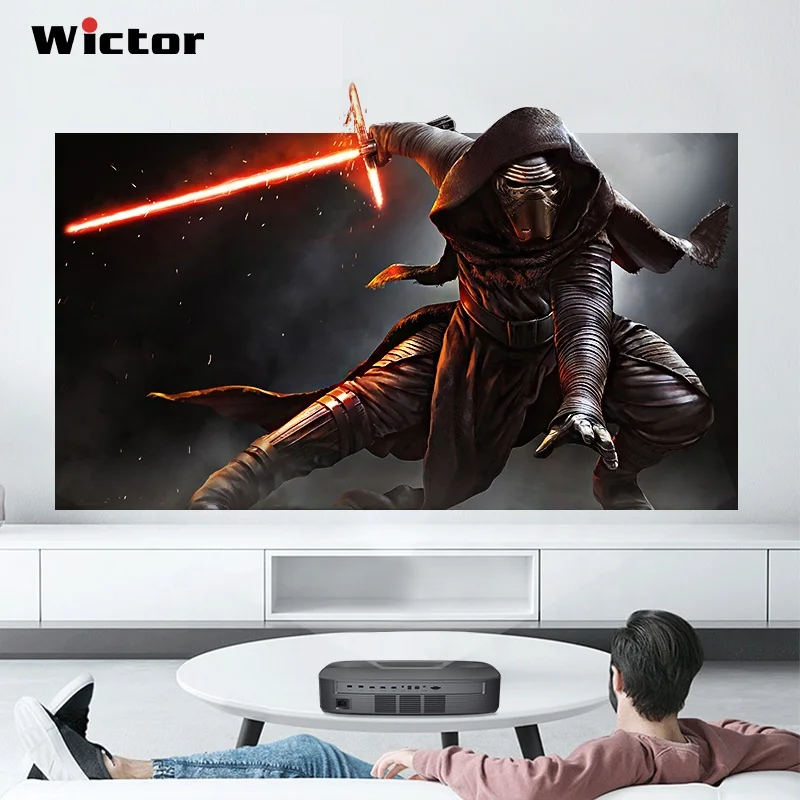 

WICTOR 100 inch 16:9 PVC HD white soft fabric projector screen zero edge frame screen home theater projection screen