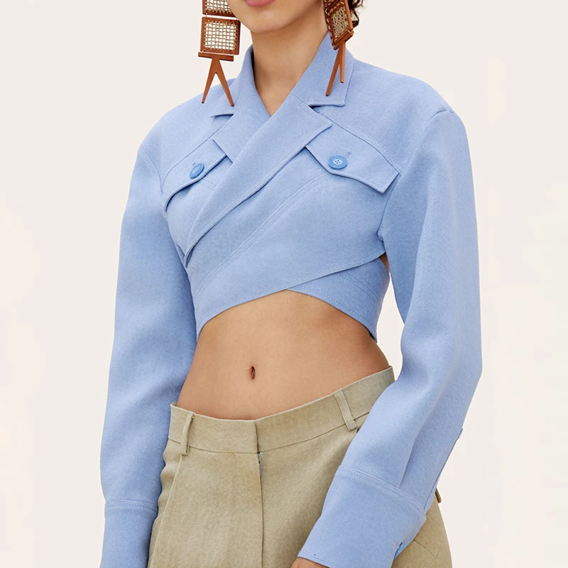 

2021 Hot Selling Asymmetrical Slim Casual Ladies Long Sleeve Retro Short Shirt Fashion Clothing