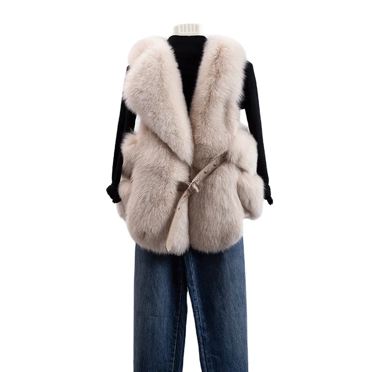 

New Fashion Real Fox Fur Vest Women Natural Fur Gilet Autumn Winter Lady Short Style Genuine Coat Thick Warm Soft Waistcoat, As photo or customized