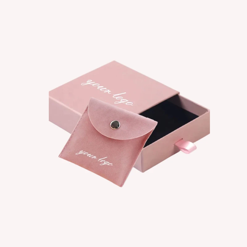 

Luxurious Pink Jewellery Pouch Bag With jewelry box packaging, Black,pink,white,blue,light pink,beige etc.