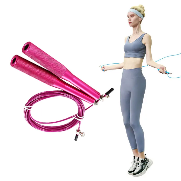 

Professional customization Aluminum Wire black wire pp handles jump rope skip rope with bag pink jump rope, Black or more