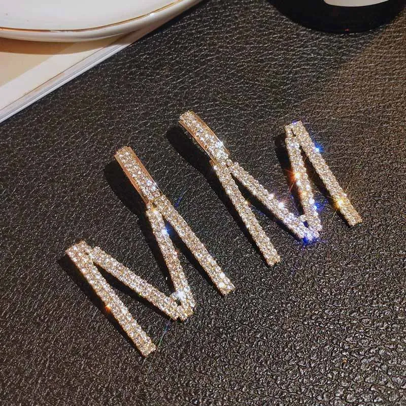 

Letter M Crystal Drop Earrings for Women Brand Log Trendy Name Letter Big Wedding C G Earring Zircon Fashion Jewelry Party Sets