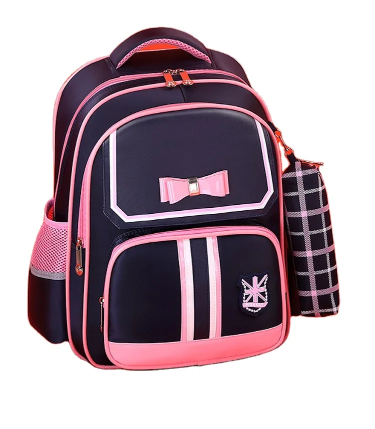 

new design fashion girls bowknot kids book school bags with pencil case