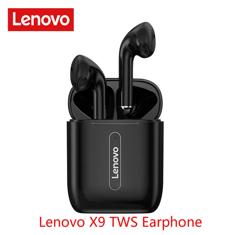 

TWS Earphones original Lenovo LP1 Earbuds Wireless Charging Box 9D Stereo Sports Waterproof Headsets With Microphone Mic, Black white