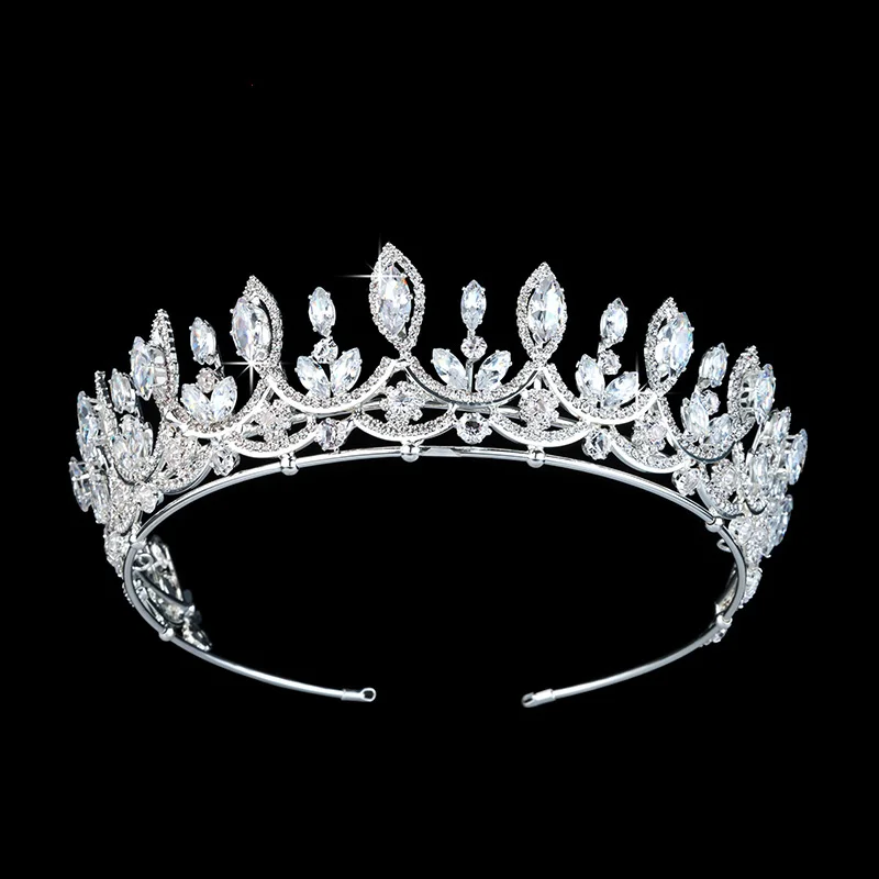 Echsio Gorgeous Sparkling Big Zincons Bride Hair Jewelry Accessories Crown Fashion Women Pageant Tiara Crowns Wholesale BC3397