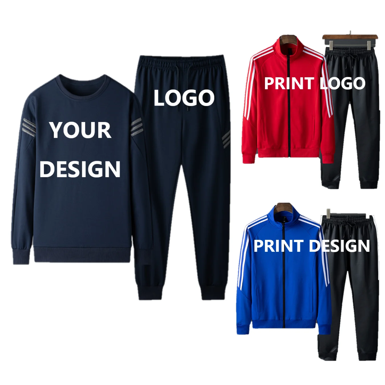 

Factory Custom Print Blank Training Track Suit Zipper Jacket Gym Pant Men Sweatsuit Set Tracksuits for Men