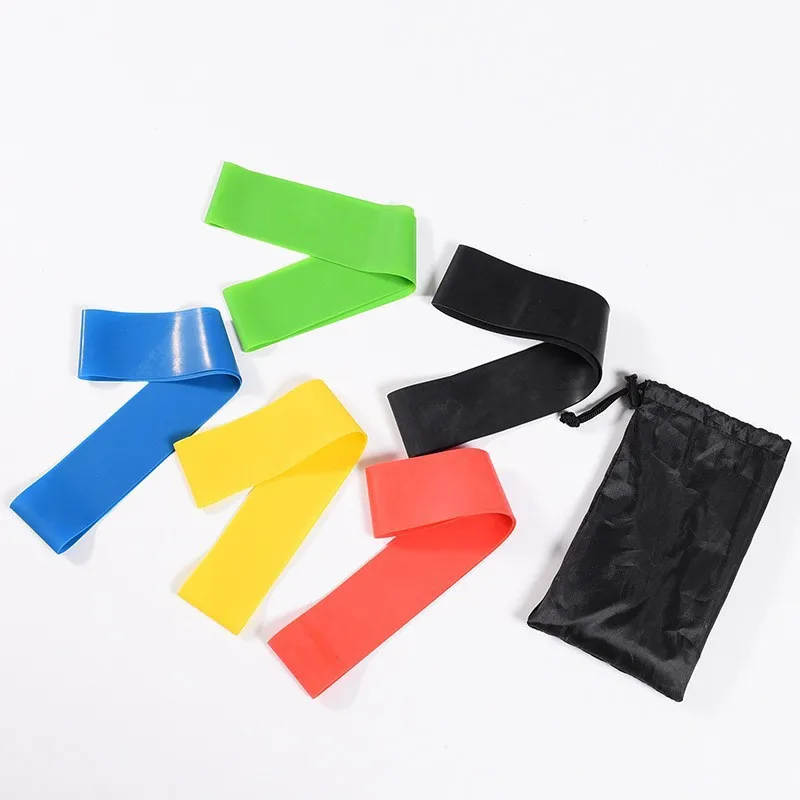 

Exercise Fitness Mini 10/12 inch Resistance elastic band fitness Loop Bands for leg and arm asist exercise, Green blue yellow red black