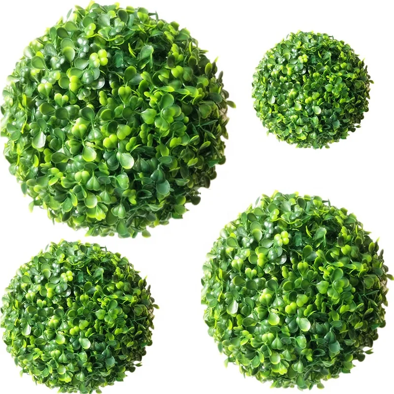 

Factory directly wholesale artificial grass topiary boxwood ball for wall hanging ornament, Natural color