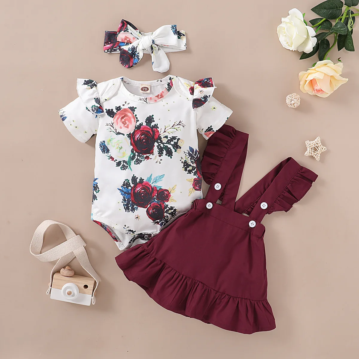 

Three-piece girls clothing set baby romper set, Customized color