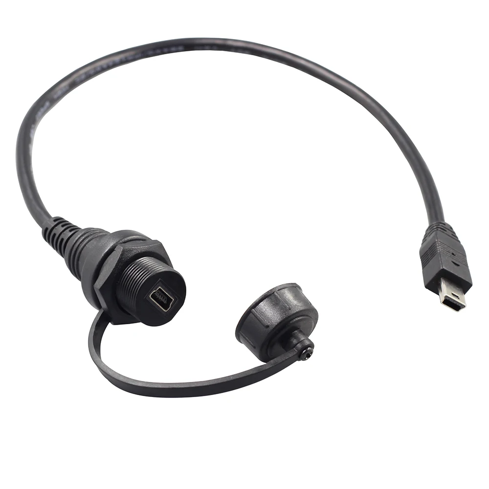 

Mini USB Male to female extension Cable Waterproof USB MINI B cable with cap, Balck