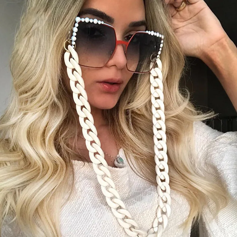 

HOT Fashion Acrylic Reading Glasses Hanging Neck Chain Sunglasses Chain & Largands 18 Colors Glasses Chain sunglasses strap, As photo