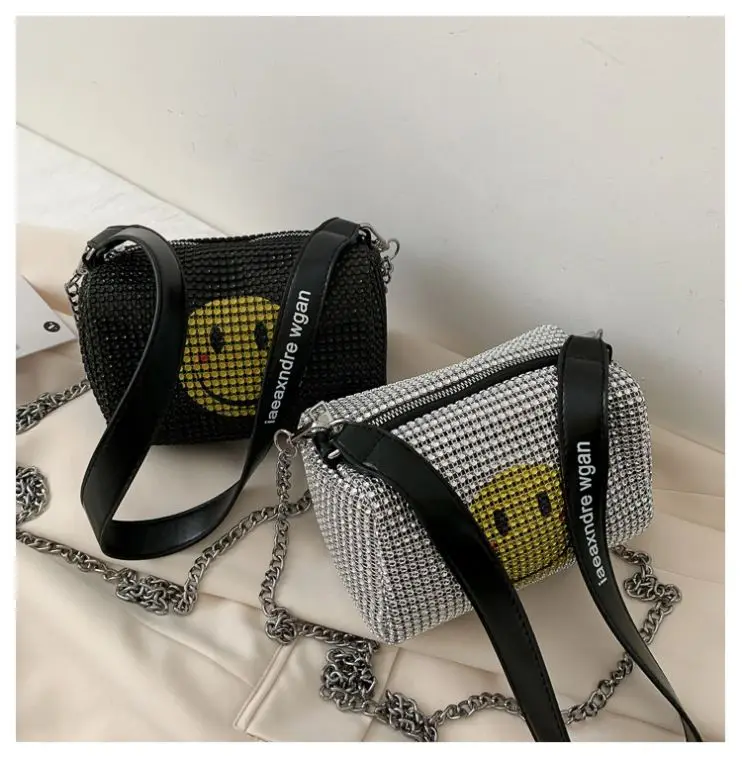 

B10072 2020 New Arrivals Summer Luxury Fashion Cluth Shoulder cross-body bag Rhinestone Purse Women Hand Bags, As pic