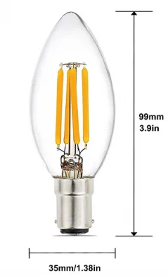 Candle 4W Bayonet Base Light Bulb Indoor C35 B15 Filament Bulb