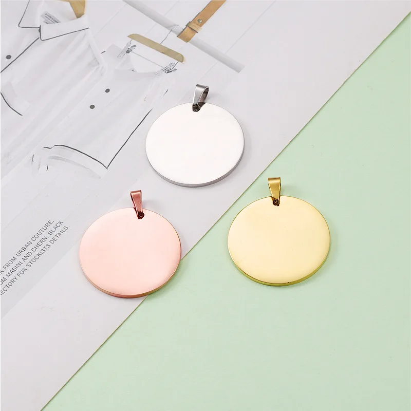

Customized Mirror Polished Various Size Stainless Steel Round Pendants Blank Engravin Charms For Jewelry Making
