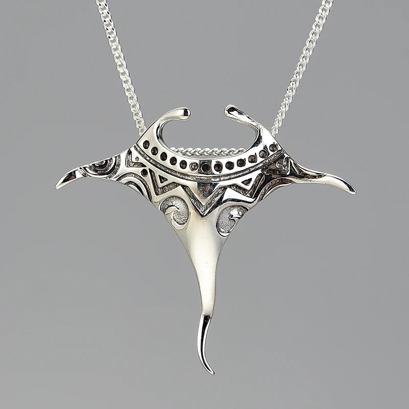 

Lotus Fun 2023 Summer Jewelry Manta Ray Gold Fish Retro Silver Pendant for women