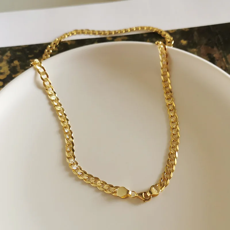 

Dylam 16 inch Curb Chain Necklace 925 Sterling Silver Gold Platinum Plated Thin Minimalist Cuban Link Necklace