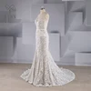 2019 new style bohemian mermaid wedding dress V Neckline Spaghetti Strap full lace over brown trumpet Bridal Gown