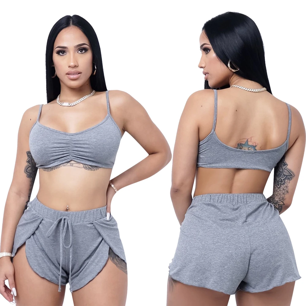 

2021 Sport Jogger Clothing Sets Solid Color Women Summer Short Sets Summer Jogging Clothing 2 Piece Set Women