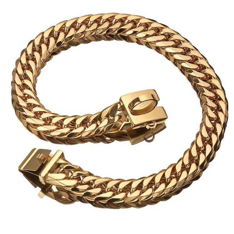 

17mm Gold Stainless Steel Pet Prodcut Pet Chain Dog Collar Leash Necklace dog collars in bulk dog collar and leash set, Gold plating