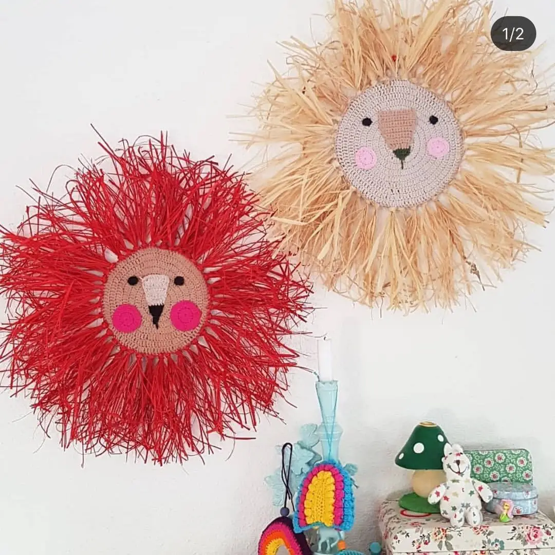 

Nordic Hand-Woven Cartoon Lion Shape Home Wall Hanging Decoration Children's Clothing Props