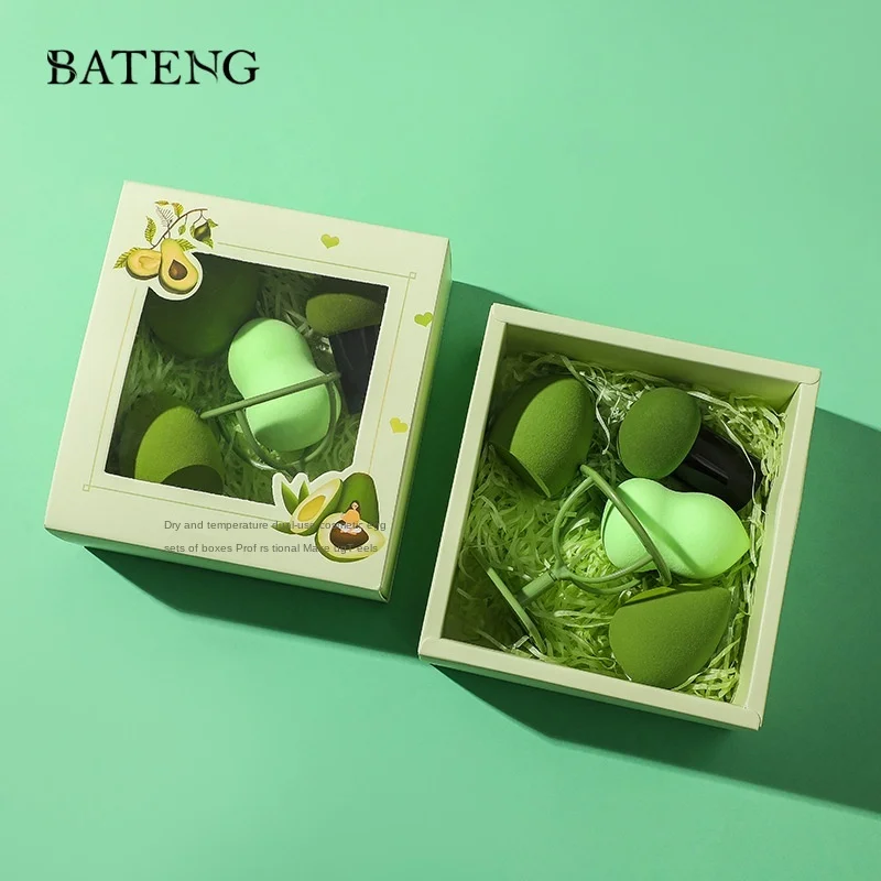 

Water Drop Oblique Cut Sponge Puff Non Latex No Powder Absorption Avocado Beauty Egg Set Wet And Dry Beauty Puff Egg