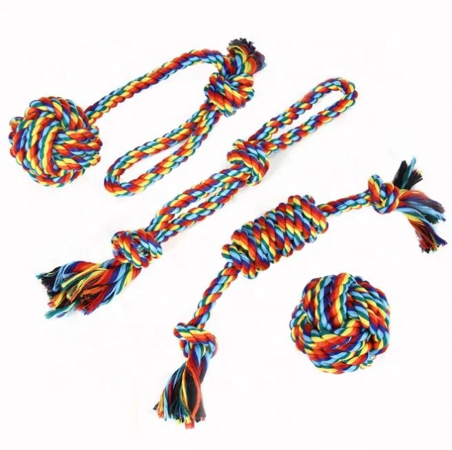 

Amazon hot sale colorful cotton pet dog rope chew toy set