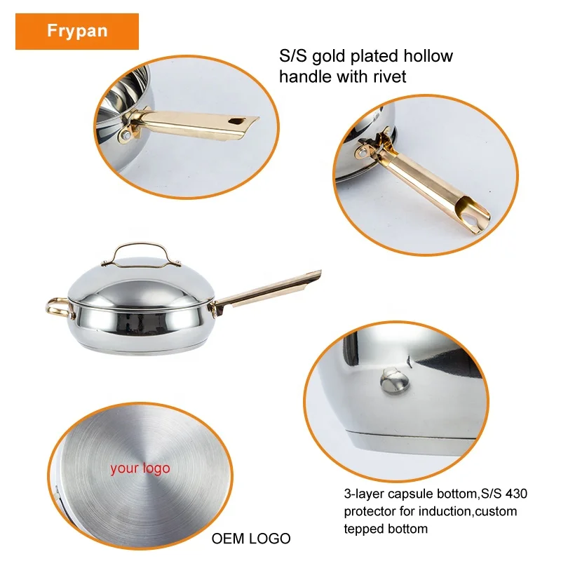 Factory 12 Pcs Cookware Set Goldplated Knob And Handle Stainless Steel Cooking Pot Buy