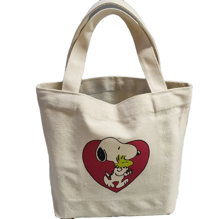 

Factory new product solid color durable cartoon canvas bag simple universal cotton bag, Customized color