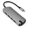 8 in 1 multi port USB HUB with 3 USB 3.0 port, support SD/TF card, RJ45 1000M interface for office laptor projector computer