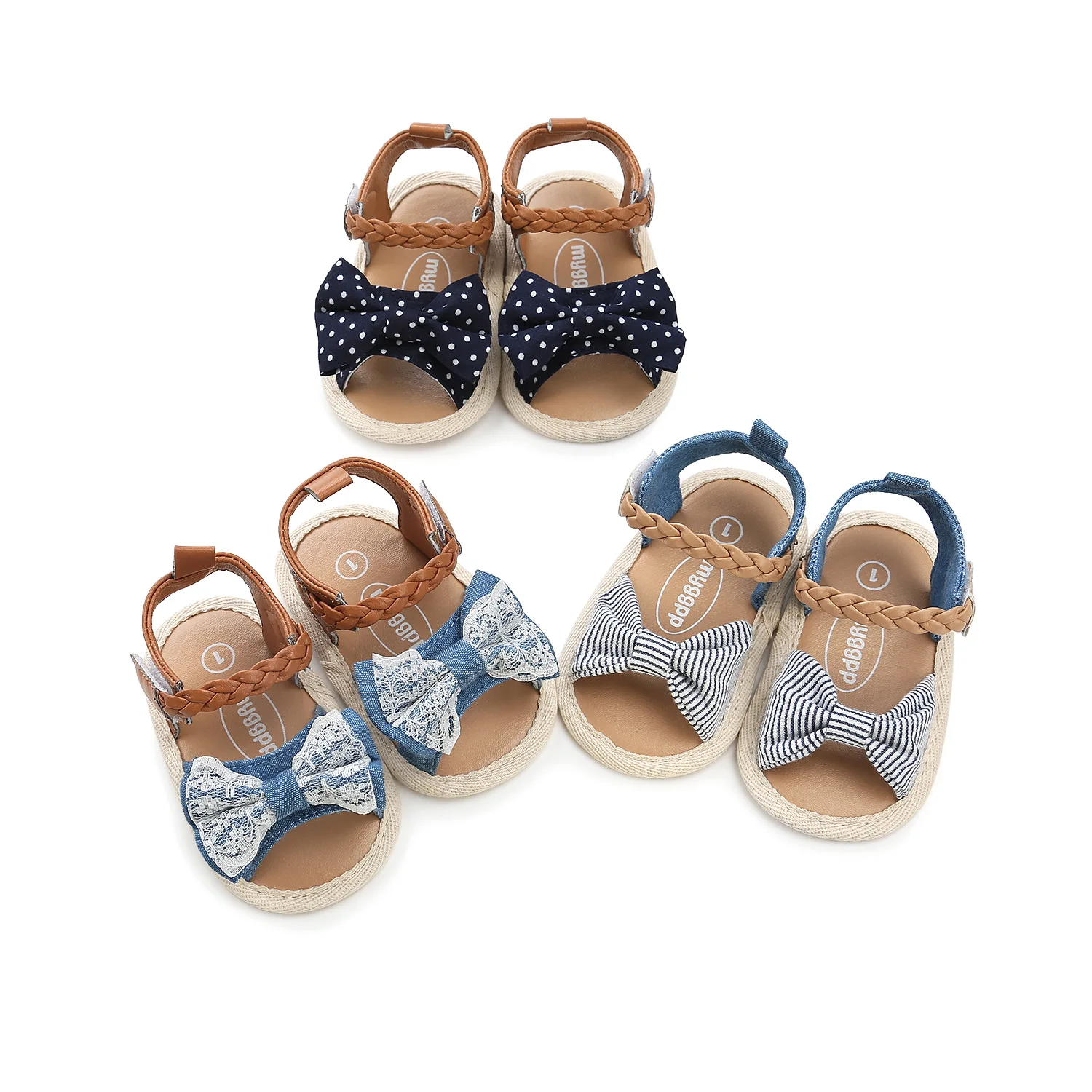 

6245 Newborn Infant Baby Girl Summer Soft Sole Crib Sandals Shoes Prewalker Toddler Solid Bowknot Princess Walkers Shoes