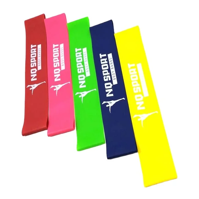 Custom Printed Private Label Eco Friendly Elastic Resistance Training Fitness loop Exercise Set Of 5 Latex, Panton color customized