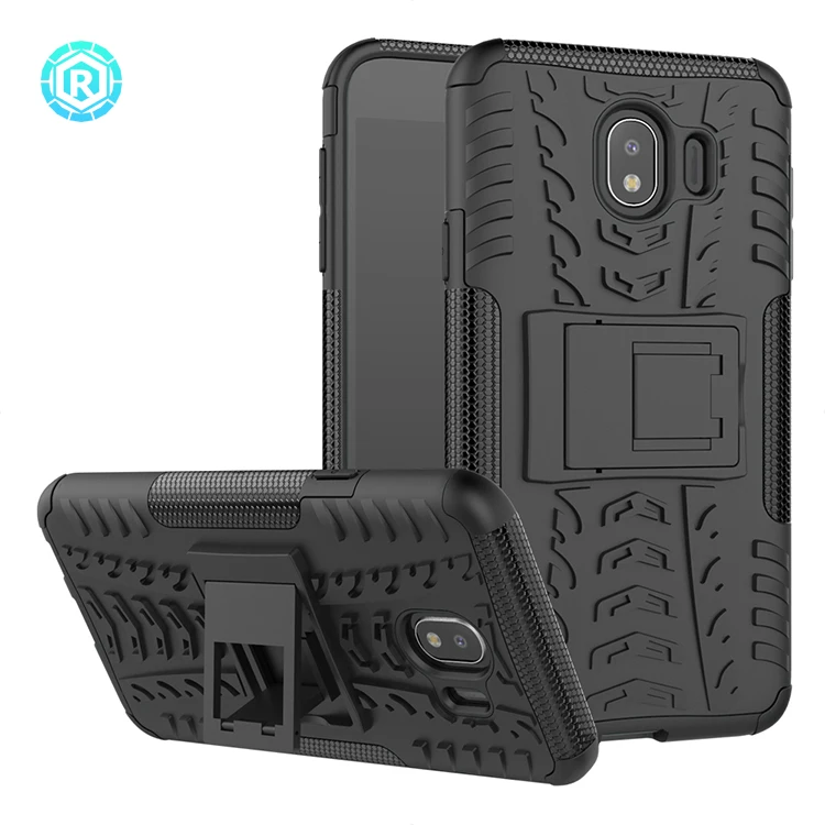 

Hot sale phone accessories shockproof tpu pc hybrid kickstand cell phone case mobile back cover for Samsung J4 2018 Euro, Black,blue,white,green,purple,pink,orange,red