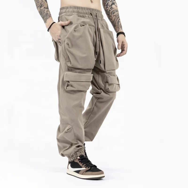 

Hot Sale Fashion Black Overalls Blank Cotton Cargo Pants Utility Pocket Trousers For Men Manufacturers Wholesale Custom