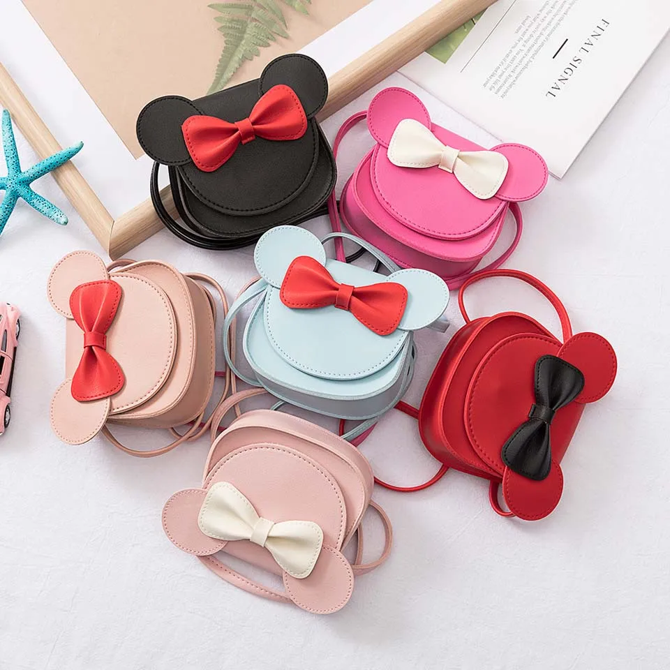 

Coin Purse Handbag Children Wallet Small Coin Box Bag Cute Mouse Bow pet Shoulder little girls handbag kids, Customizable