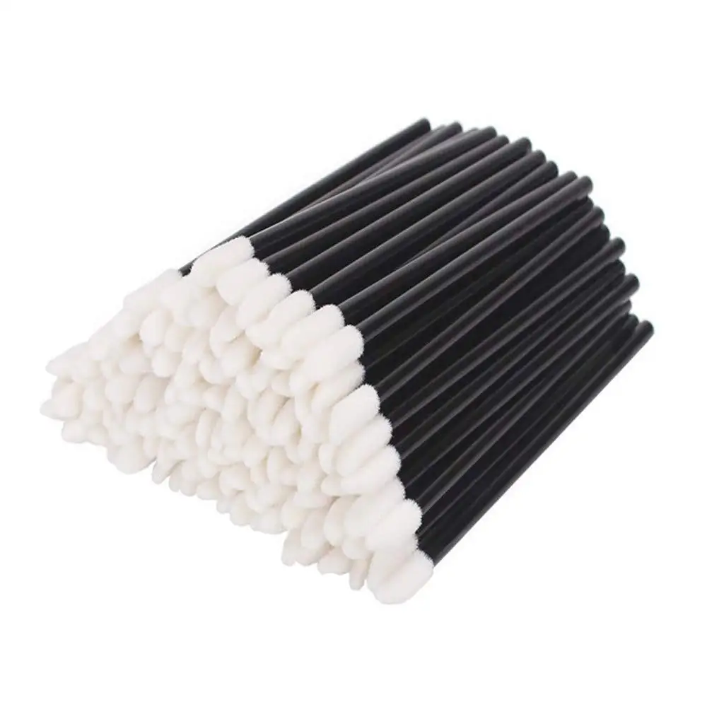 

50pcs Eco-friendly disposable lip exfoliator brush tip applicator lipstick gloss wands, Black