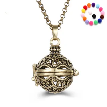 

Classical Long Chain Hollow Locket Harmony Chime Angel Ball Caller Necklace Essential Oil Diffuser Necklace