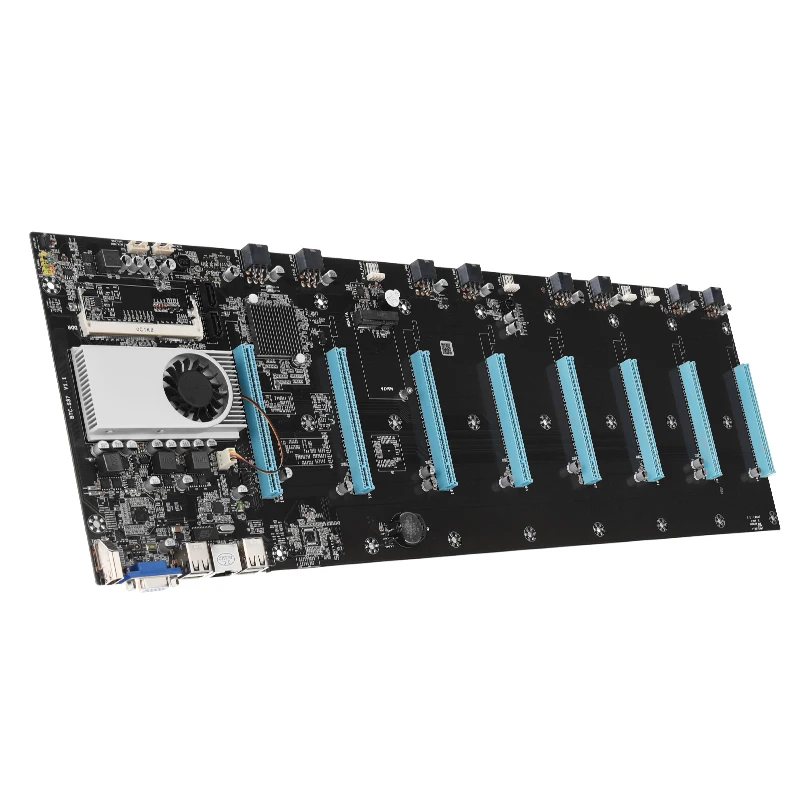 

cheap price 8 gpu 6.5mm slots Riserless mining motherboard support SODIMM Ram DDR3 slots onboard processor for BTC/ETH mining