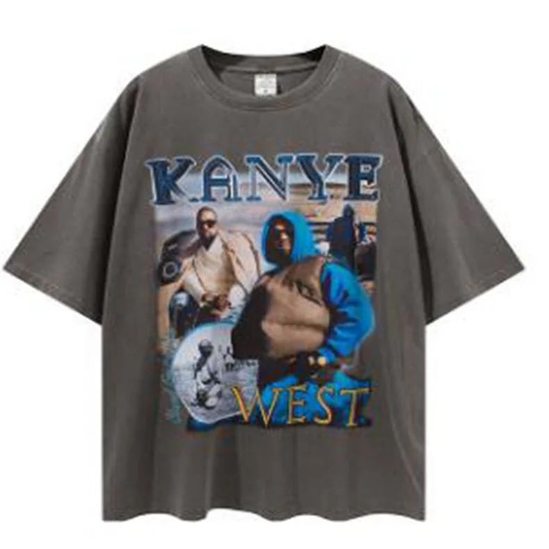 

Wholesale 100% cotton Kanye West vintage trend with short sleeves trend T-shirt