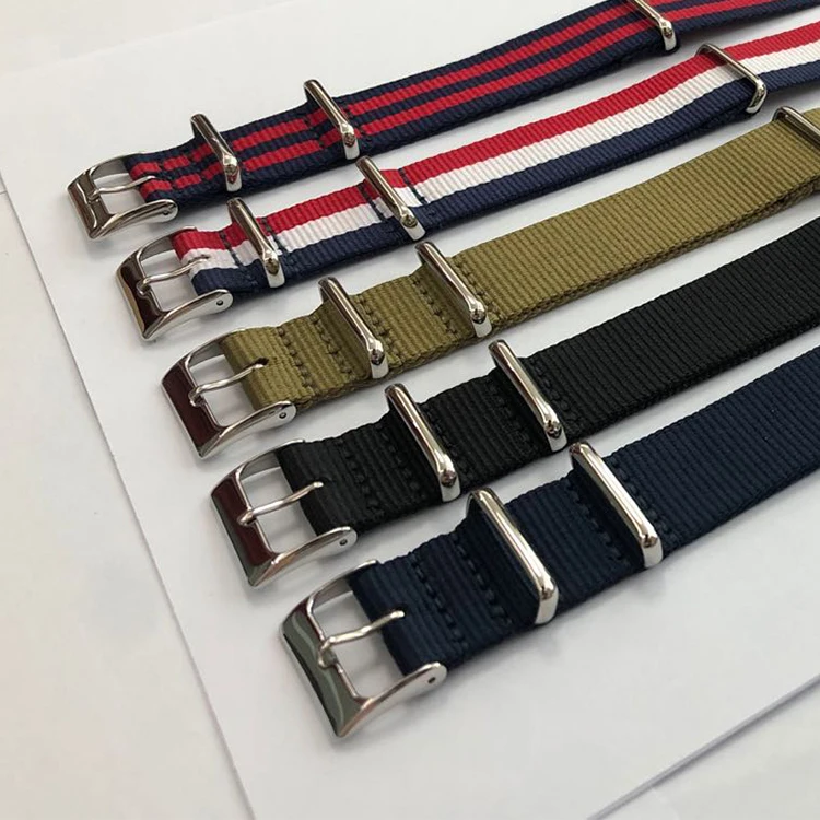 

New Material Nato Nylon Striped Watch Strap 18Mm 20Mm 22Mm 24Mm Adjustable Watch Band