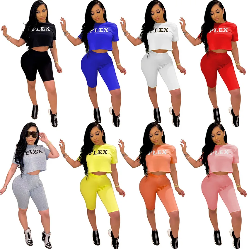 

Women Sweatsuit Cotton Short Sleeves Two Pieces Pants Set Sports Casual Ethika 2 Piece Crop Top Set Women Outfit