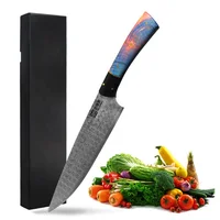 

Tinderala Chef's Nakiri Knife 67 Layers Japanese Damascus Steel Chef Knife 7 Inch Kitchen Knife Solidified Colorful Wood HD
